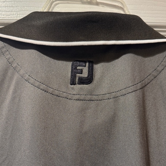 FootJoy Men’s Charcoal Gray Polo with Black Collar and White Piping - Picture 5 of 5
